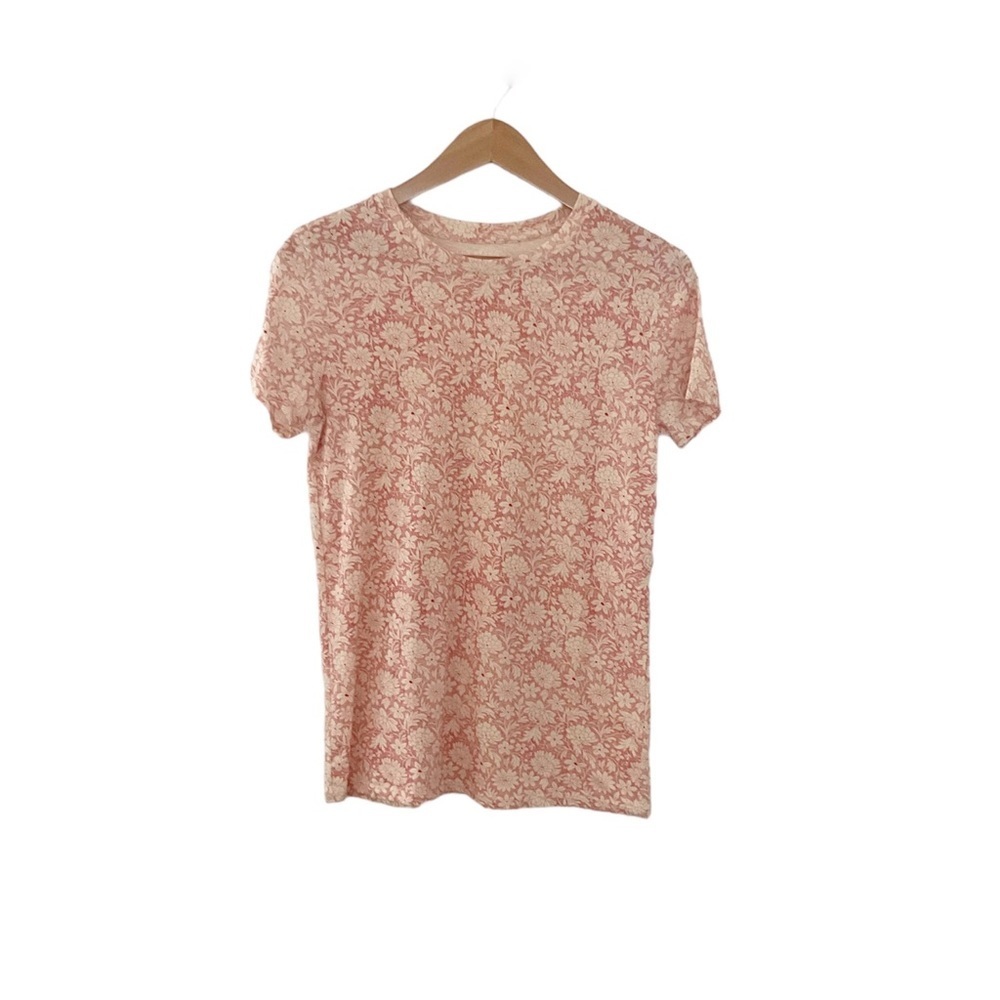 Lucky‎ Brand Boho Floral Pink Cream Short Sleeve Top Size Small